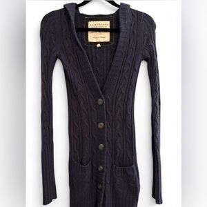 Abercrombie & Fitch Dark Blue Navy Cable Knit Long Cardigan Vintage Y2K